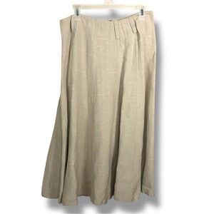Size 10 Covington Beige Linen Blend Midi Skirt Neutral High Quality Aline